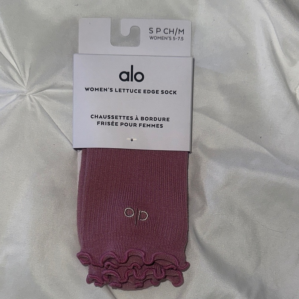 ALO Women's Lettuce Edge Sock - wild rose pink